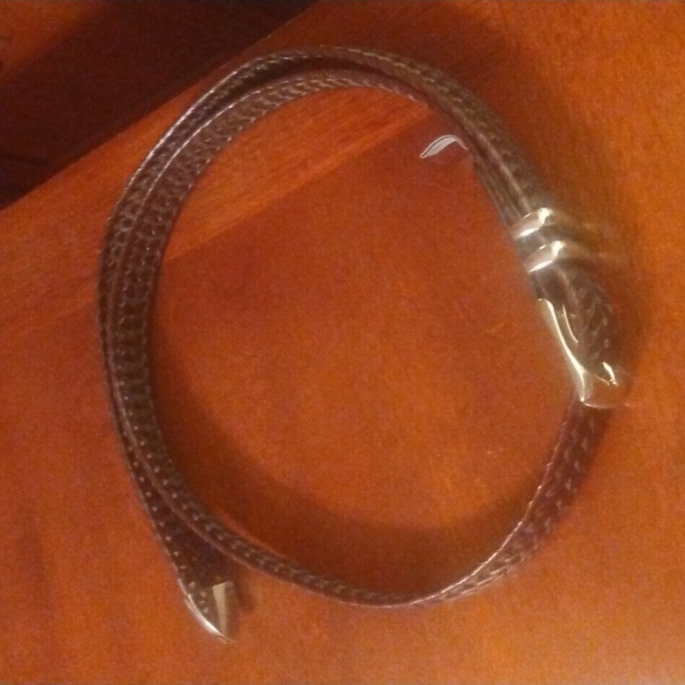 Perry Ellis New Brown Genuine leather Braided Belt 52"